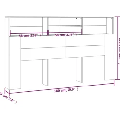 vidaXL Armoire de tête de lit Sonoma gris 180x19x103,5 cm 817256
