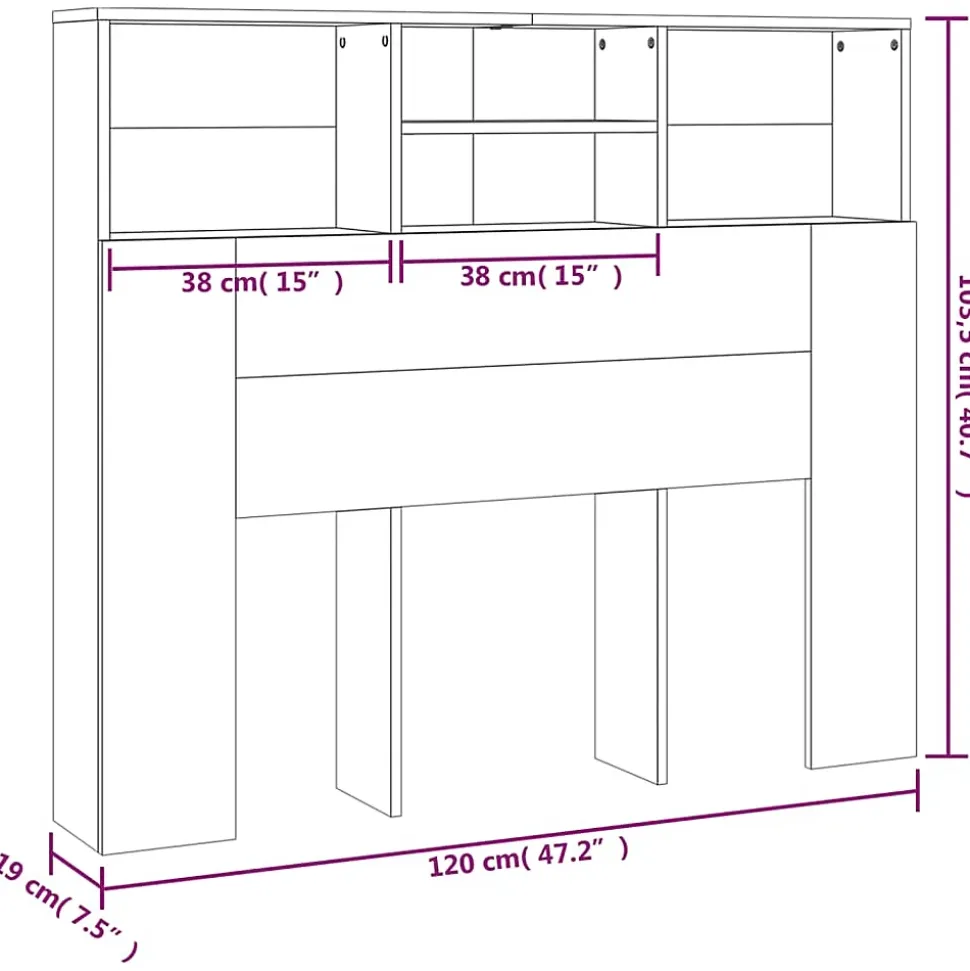 vidaXL Armoire de tête de lit Chêne marron 100x19x103,5 cm