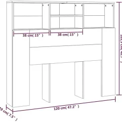 vidaXL Armoire de tête de lit Chêne marron 100x19x103,5 cm