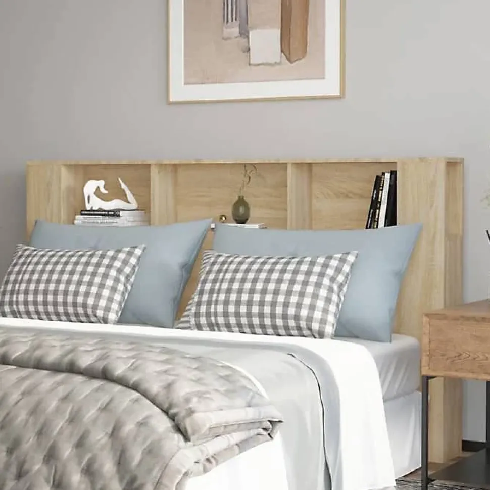 vidaXL Armoire de Tête de Lit Murale Meuble de Chambre à Coucher Tête de Lit avec Rangement Accessoire de Lit Intérieur 811946