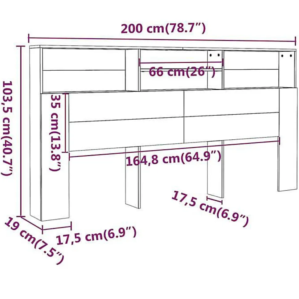 vidaXL Armoire de Tête de Lit Murale Meuble de Chambre à Coucher Tête de Lit avec Rangement Accessoire de Lit Intérieur 811889