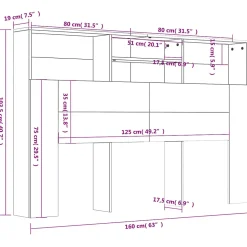 vidaXL Armoire de tête de lit Noir 160x19x103,5 cm 811872