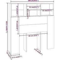 vidaXL Armoire de tête de lit Blanc 100x19x103,5 cm 811844