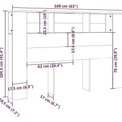 vidaXL Armoire de tête de lit Chêne sonoma 160x18,5x104,5 cm 811937