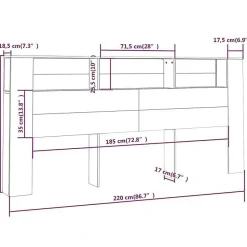 vidaXL Armoire de tête de lit Chêne sonoma 220x18,5x104,5 cm 811964