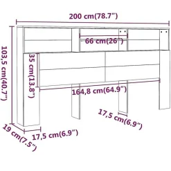 vidaXL Armoire de tête de lit Noir 200x19x103,5 cm 811890