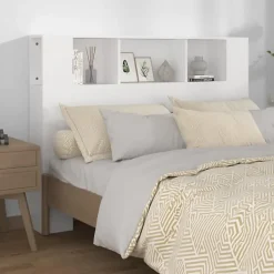 vidaXL Armoire de tête de lit Blanc 140x18,5x104,5 cm 811925