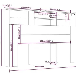 vidaXL Armoire de tête de lit Chêne fumé 160x19x103,5 cm 817252