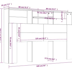 vidaXL Armoire de tête de lit Chêne sonoma 160x19x103,5 cm 811874