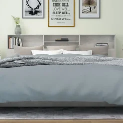 vidaXL Armoire de tête de lit Gris béton 220x19x103,5 cm 811902