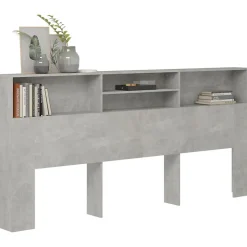 vidaXL Armoire de tête de lit Gris béton 220x19x103,5 cm 811902