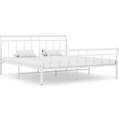 vidaXL Cadre de lit Blanc Métal, 160x200 cm