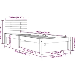 vidaXL Cadre de lit Bois massif 100x200 cm 814744