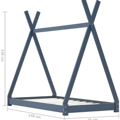 vidaXL Cadre de lit d'enfant Gris Bois de pin massif 70x140 cm