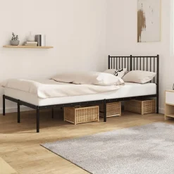 vidaXL Cadre de lit métal avec tête de lit noir 120x190 cm 350861