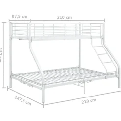 vidaXL Cadre de lit superposé Blanc Métal 140x200 cm/90x200 cm