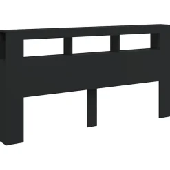 vidaXL Tête de Lit à LED, Accessoire de Lit, Tête de Cadre de Lit, Meuble de Chambre à Coucher, Noir 200x18,5x103,5 cm Bois 837366