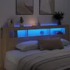 vidaXL Tête de Lit à LED, Panneau avec Rangement, Accessoire de Lit, Tête de Cadre de Lit Chambre, Chêne Sonoma 837374