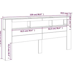 vidaXL Tête de Lit à LED, Panneau avec Rangement, Accessoire de Lit, Tête de Cadre de Lit Chambre, Chêne Sonoma 837374