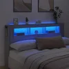 vidaXL Tête de Lit à LED, Panneau avec Rangement, Accessoire de Lit, Tête de Cadre de Lit Chambre, Sonoma Gris 837363