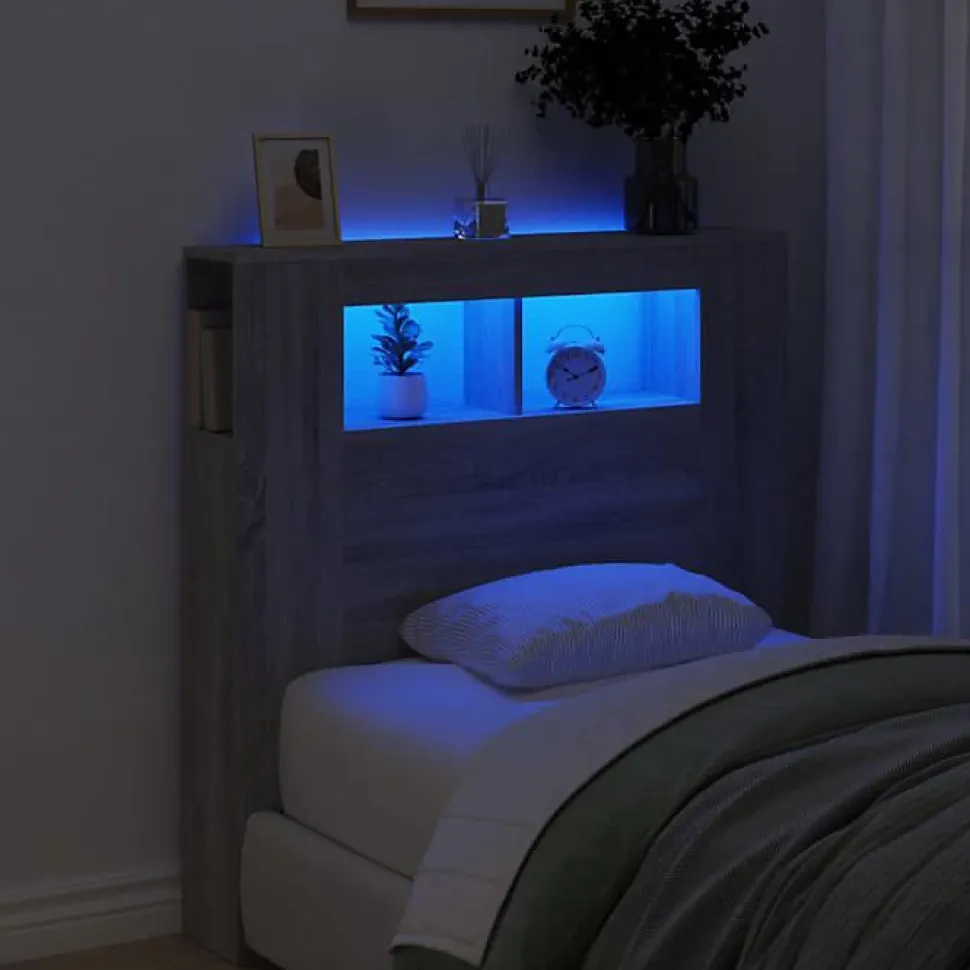 vidaXL Tête de Lit à LED, Tête de Cadre de Lit, Accessoire de Lit Simple, Meuble de Chambre à Coucher Maison Intérieur, 837335
