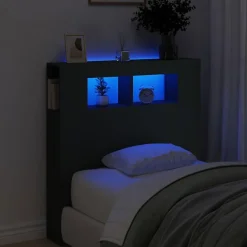 vidaXL Tête de Lit à LED, Tête de Cadre de Lit, Accessoire de Lit Simple, Meuble de Chambre à Coucher Maison Intérieur, Noir 83733