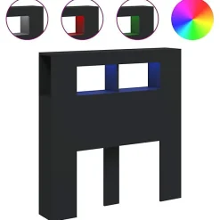 vidaXL Tête de Lit à LED, Tête de Cadre de Lit, Accessoire de Lit Simple, Meuble de Chambre à Coucher Maison Intérieur, Noir 83733