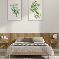 vidaXL Tête de lit avec armoires Chêne fumé Bois d'ingénierie 3115729