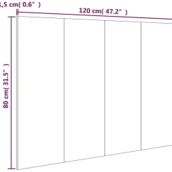 vidaXL Tête de lit Chêne fumé 120x1,5x80 cm Bois d'ingénierie 816970