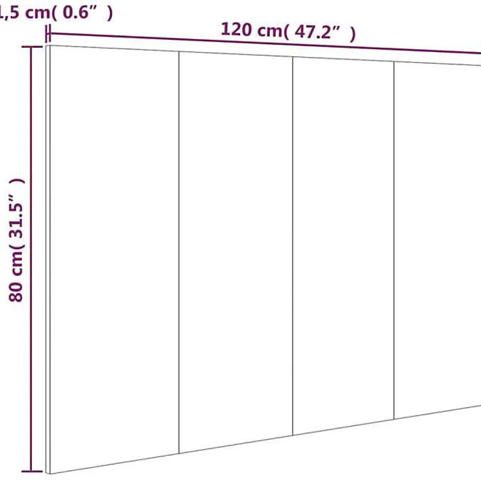 vidaXL Tête de lit Chêne sonoma 120x1,5x80 cm Bois d'ingénierie 811028