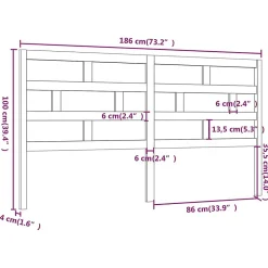 vidaXL Tête de lit Gris 186x4x100 cm Bois massif de pin