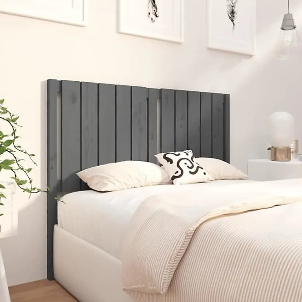 vidaXL Tête de lit Gris 125,5x4x100 cm Bois massif de pin 818862
