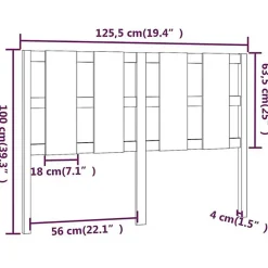 vidaXL Tête de lit Gris 125,5x4x100 cm Bois massif de pin 817982