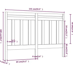 vidaXL Tête de lit Gris 141x4x100 cm Bois massif de pin 817787