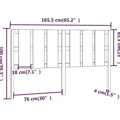 vidaXL Tête de lit Gris 165,5x4x100 cm Bois massif de pin 818002