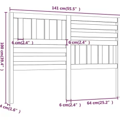 vidaXL Tête de lit Marron miel, 141x4x100 cm Bois massif de pin