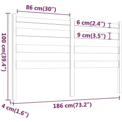 vidaXL Tête de lit Marron miel 186x4x100 cm Bois massif de pin 818438