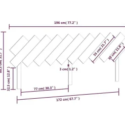 vidaXL Tête de lit Marron miel 196x3x80,5 cm Bois massif de pin 819243