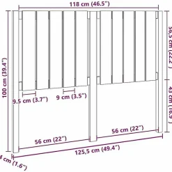 vidaXL Tête de lit Marron miel 125,5x4x100 cm Bois massif de pin 818863