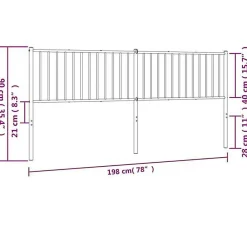 vidaXL Tête de lit métal noir 193 cm 350901