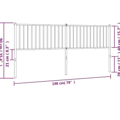 vidaXL Tête de lit métal noir 193 cm 350901