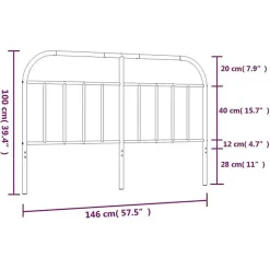 vidaXL Tête de lit métal noir 140 cm 353668