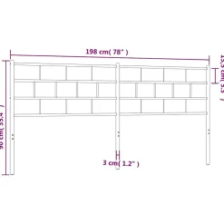 vidaXL Tête de lit métal noir 193 cm 355696