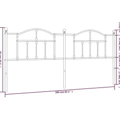 vidaXL Tête de lit métal noir 200 cm 353477
