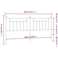 vidaXL Tête de lit métal noir 200 cm 353575