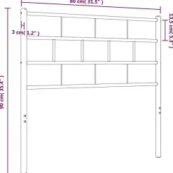 vidaXL Tête de lit métal noir 75 cm 355685