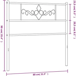 vidaXL Tête de lit métal noir 75 cm 355293