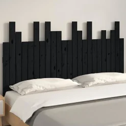 vidaXL Tête de lit murale Noir 146,5x3x80 cm Bois massif de pin 824797