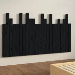 vidaXL Tête de lit murale Noir 146,5x3x80 cm Bois massif de pin 824797