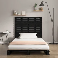 vidaXL Tête de lit murale Noir 126x3x91,5 cm Bois massif de pin 824682